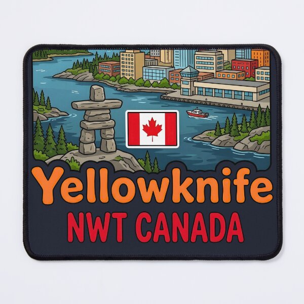 Item preview, Yellowknife NWT Northwest Territories Canada Cute Skyline Flag designed and sold by HowToCanadian.