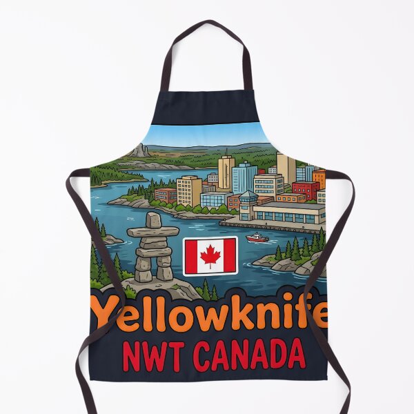 Item preview, Yellowknife NWT Northwest Territories Canada Cute Skyline Flag designed and sold by HowToCanadian.