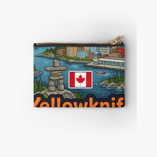 Item preview, Yellowknife NWT Northwest Territories Canada Cute Skyline Flag designed and sold by HowToCanadian.