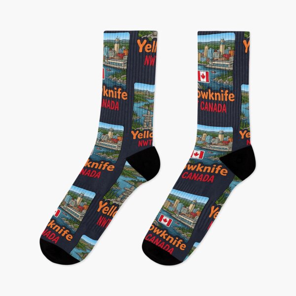 Item preview, Yellowknife NWT Northwest Territories Canada Cute Skyline Flag designed and sold by HowToCanadian.