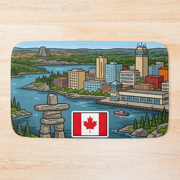 Item preview, Yellowknife NWT Northwest Territories Canada Cute Skyline Flag designed and sold by HowToCanadian.