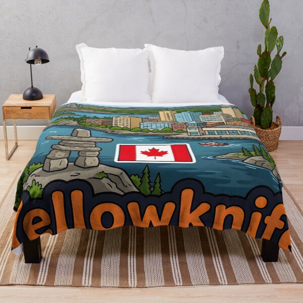 Item preview, Yellowknife NWT Northwest Territories Canada Cute Skyline Flag designed and sold by HowToCanadian.
