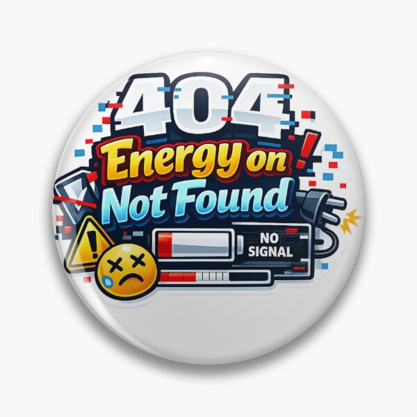 Artikelvorschau, 404 Energie nicht gefunden-Aufkleber entworfen und verkauft von BrightMindPrint.