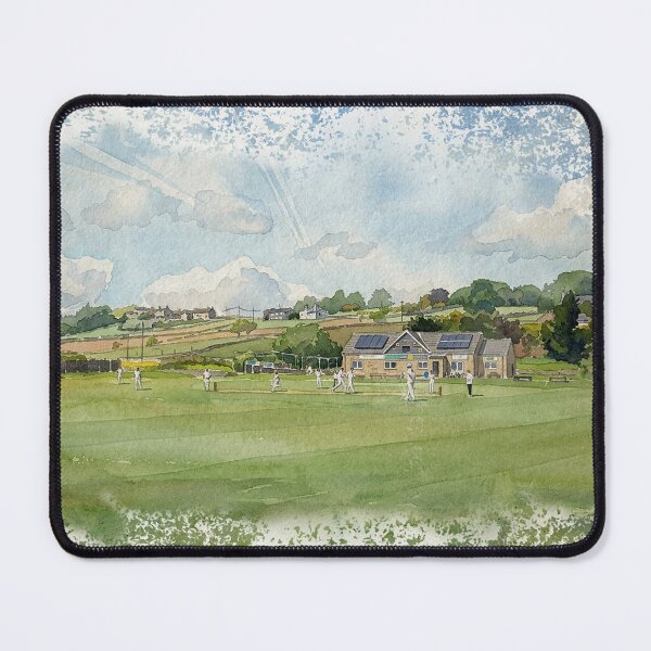 Item preview, Summer Cricket Match in Warley Village, Yorkshire - Watercolour Art Distressed Border designed and sold by ArtworkNorth.