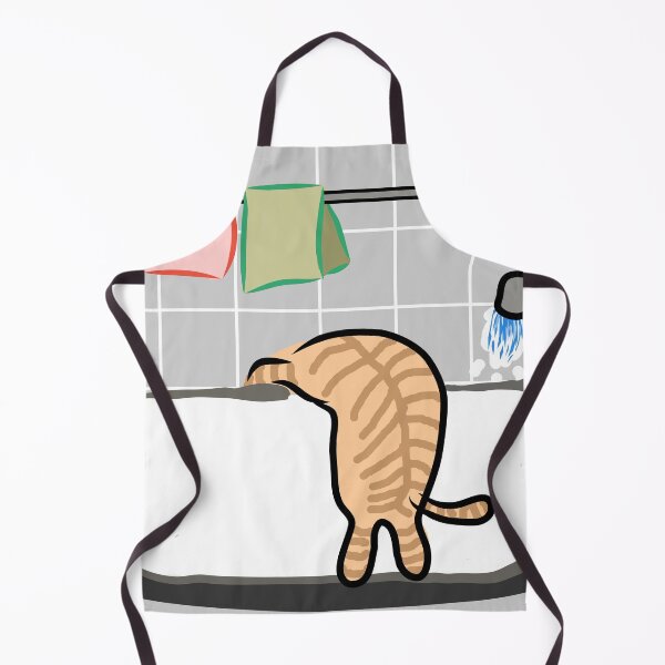 Item preview, Sneaky Cat Drinking Bath Water Funny Feline Art designed and sold by aimicat.