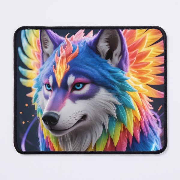 Item preview, Cyber Neon Phoenix Wolf Rainbow Fantasy GraphiC designed and sold by RBToper.