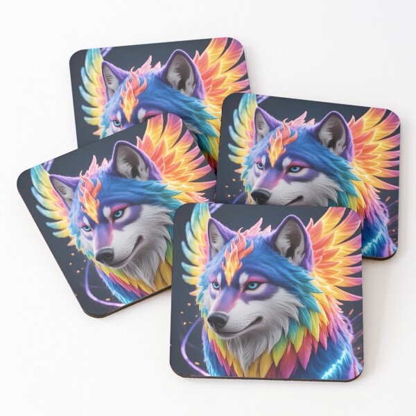 Item preview, Cyber Neon Phoenix Wolf Rainbow Fantasy GraphiC designed and sold by RBToper.