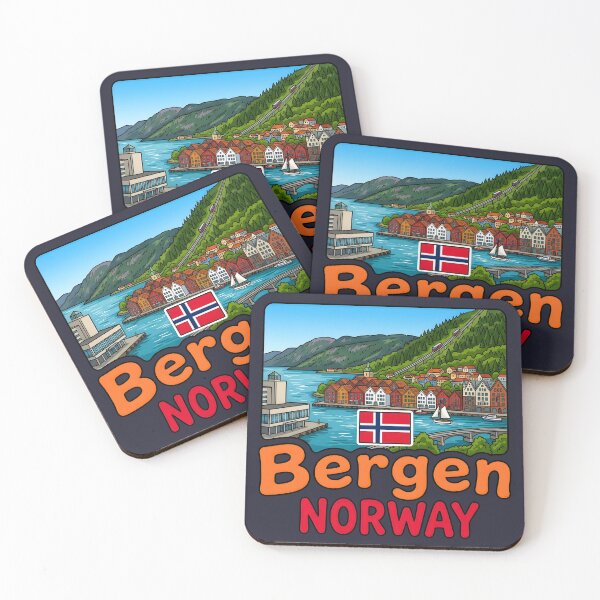 Item preview, Bergen Norway Cute Skyline Flag Colorful Landscape  designed and sold by HowToCanadian.