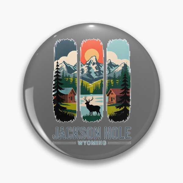 Item preview, Jackson Hole Wyoming Elk Mountain Cabin Retro Travel Art designed and sold by KristineLi.