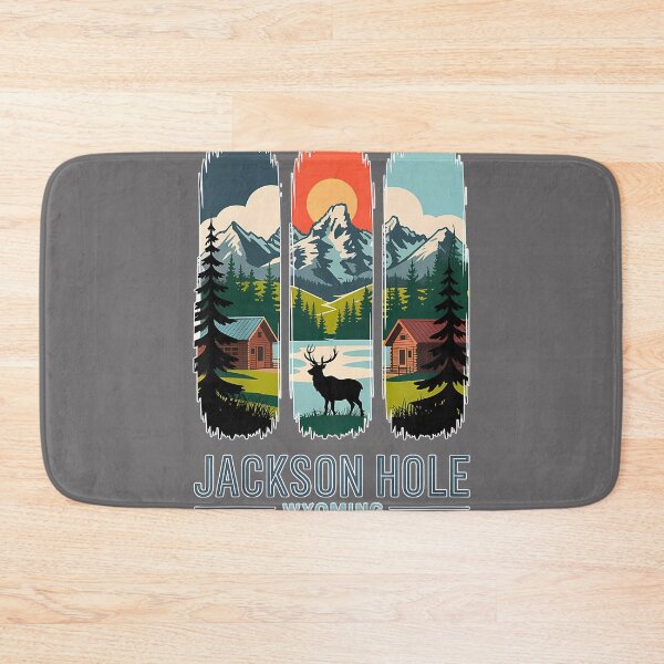 Item preview, Jackson Hole Wyoming Elk Mountain Cabin Retro Travel Art designed and sold by KristineLi.