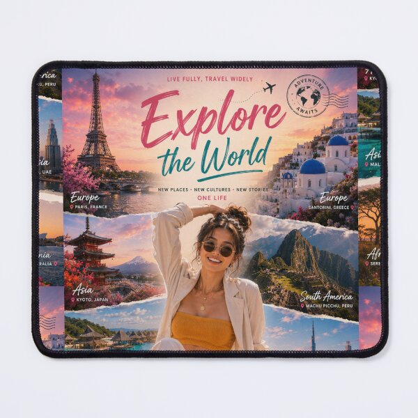 Item preview, Explore The World Travel Poster | Wanderlust Adventure Aesthetic Wall Art designed and sold by Inkora-Art.