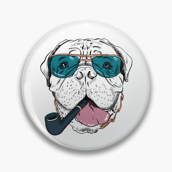 Item preview, Bulldog With Blue Sunglasses Smoking Pipe designed and sold by IN Tales.