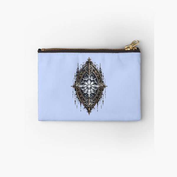 Item preview, The Cathedral Gear Mandorla | Gothic Clockwork Rose Window Silver Emblem Art designed and sold by Studio77-Gothic.