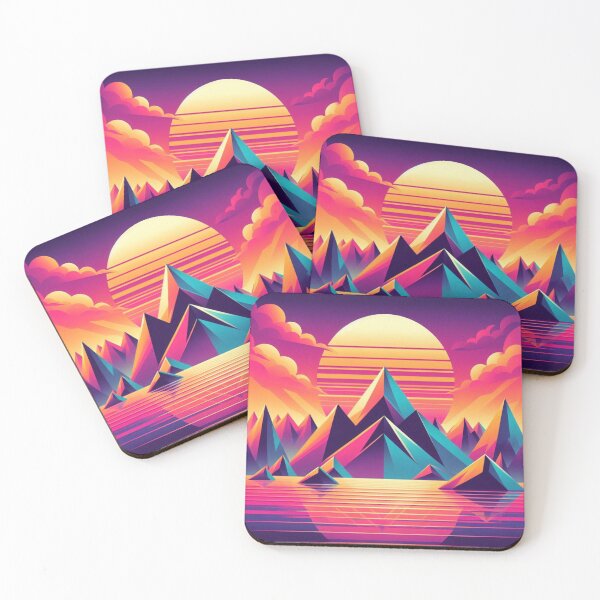 Item preview, Retro Neon Mountains – Synthwave Landscape Design designed and sold by Dogandesighn.
