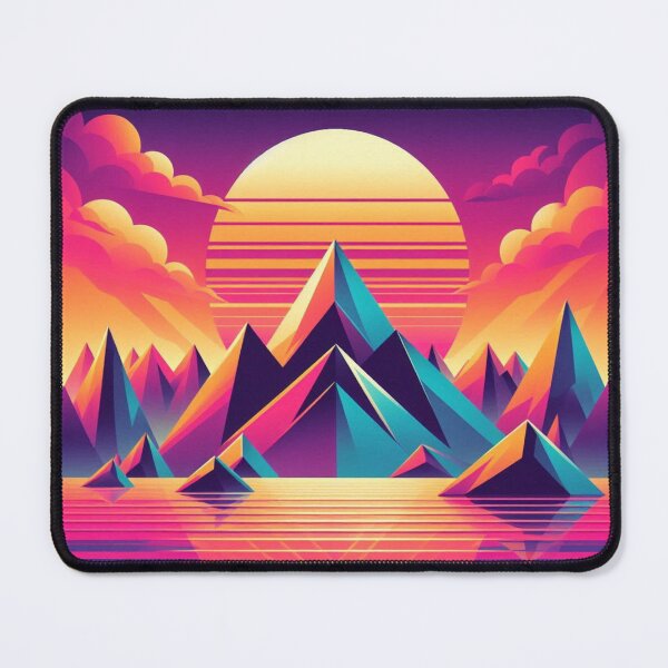Item preview, Retro Neon Mountains – Synthwave Landscape Design designed and sold by Dogandesighn.