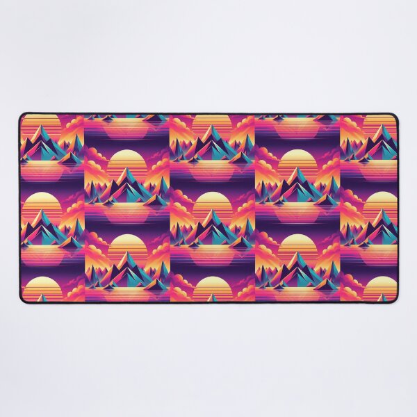 Item preview, Retro Neon Mountains – Synthwave Landscape Design designed and sold by Dogandesighn.