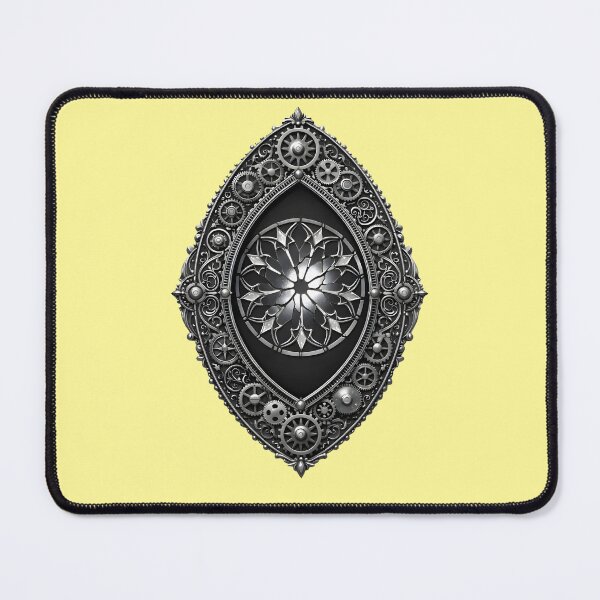 Item preview, The Cathedral Gear Mandorla | Gothic Clockwork Rose Window Silver Emblem Art designed and sold by Studio77-Gothic.