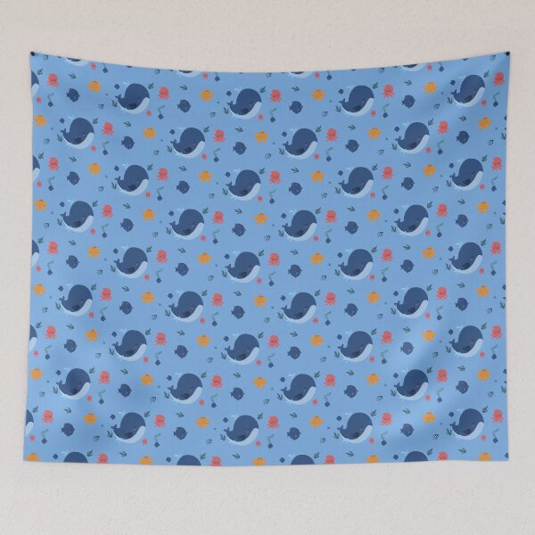 Item preview, Cute Ocean Friends Pattern – Whales Jellyfish Stars Kids Design designed and sold by 555Design.