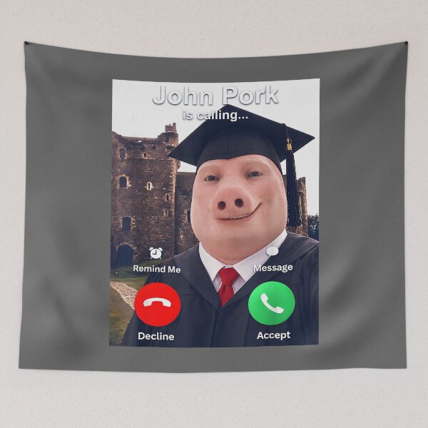 Item preview, John Pork is Calling Brainrot Meme Funny Graduation Day designed and sold by KristineLi.