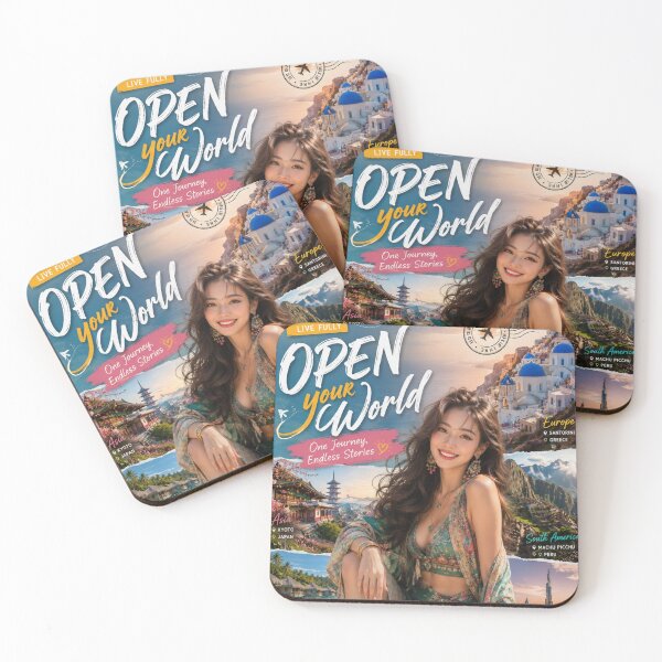 Item preview, Open Your World Travel Poster | Wanderlust Adventure Aesthetic Wall Art designed and sold by Inkora-Art.