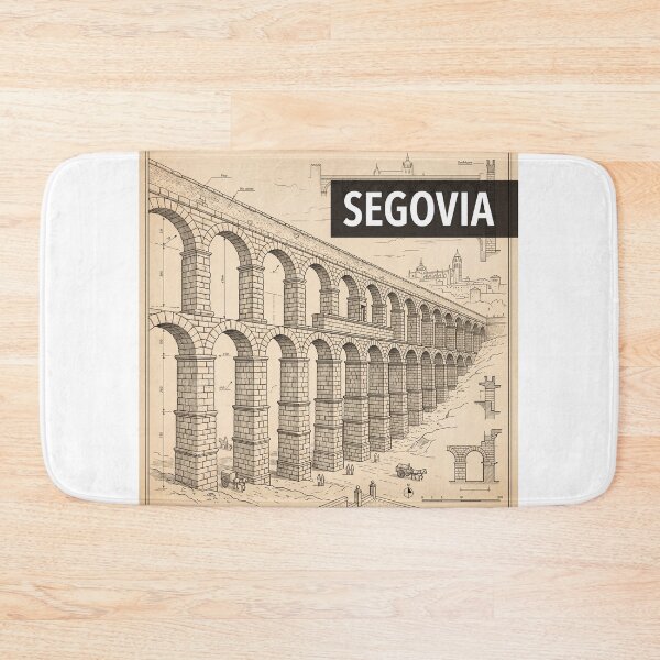 Item preview, Segovia Spain Architecture Poster - Roman Aqueduct Blueprint Art designed and sold by ryanguas.