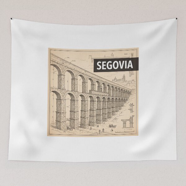 Item preview, Segovia Spain Architecture Poster - Roman Aqueduct Blueprint Art designed and sold by ryanguas.