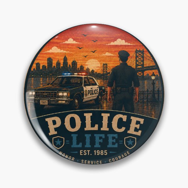Item preview, POLICE LIFE Retro Badge – Vintage Worker Graphic designed and sold by Mac Sketches.