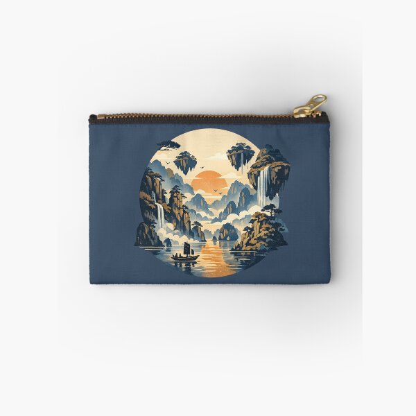 Item preview, Dreamy Floating Mountains Sunset – Chinese Ink Medallion designed and sold by SilentPowerArt.