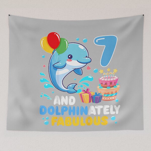 Item preview, 7 and Dolphinaletly Fabulous 7th Birthday Dolphin Lover designed and sold by mjohnson9.
