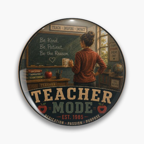 Item preview, TEACHER MODE Retro Badge – Vintage Worker Graphic designed and sold by Mac Sketches.
