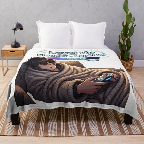 Item preview, Level Up Sleeper Level 99 Gamer Anime Boy Meme designed and sold by DailyStruggleCo.