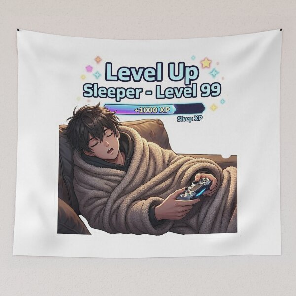 Item preview, Level Up Sleeper Level 99 Gamer Anime Boy Meme designed and sold by DailyStruggleCo.