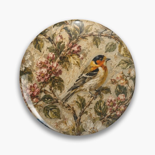 Item preview, Song Bird & Floral  Pattern | Vintage Botanical Wallpaper | Elegant Avian Textile Design designed and sold by AnimalAirtistry.