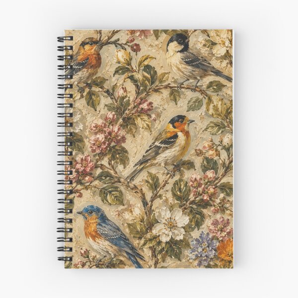 Item preview, Song Bird & Floral  Pattern | Vintage Botanical Wallpaper | Elegant Avian Textile Design designed and sold by AnimalAirtistry.