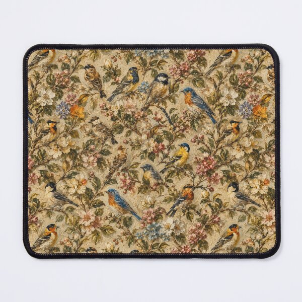 Item preview, Song Bird & Floral  Pattern | Vintage Botanical Wallpaper | Elegant Avian Textile Design designed and sold by AnimalAirtistry.