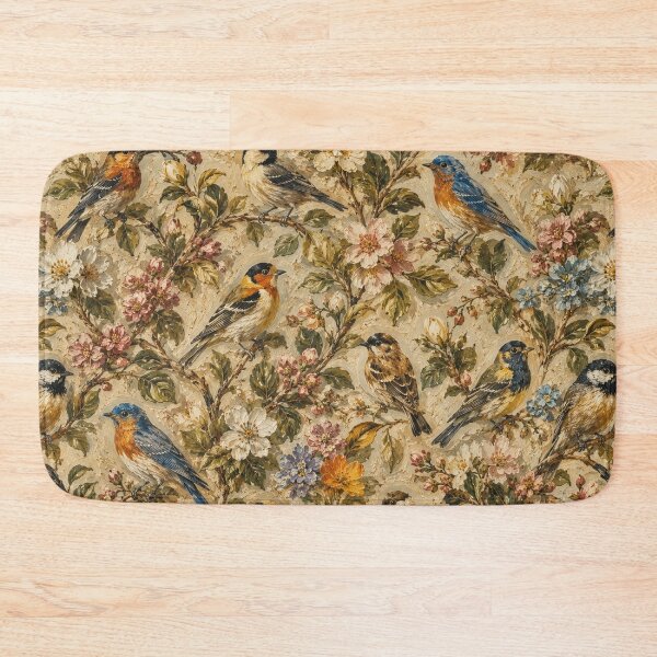 Item preview, Song Bird & Floral  Pattern | Vintage Botanical Wallpaper | Elegant Avian Textile Design designed and sold by AnimalAirtistry.