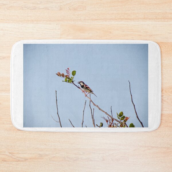 Item preview, Colorful Songbird Perched on Branch Against Clear Blue Sky With Green Leaves designed and sold by Nmallia.