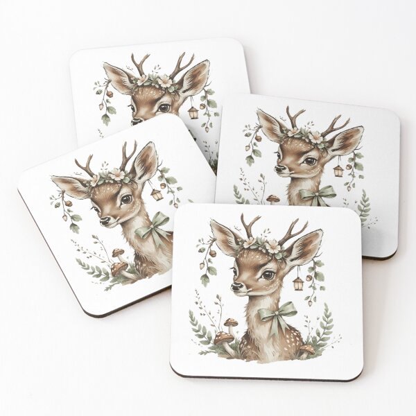 Item preview, Woodland Deer Floral Crown Forest Animal designed and sold by AQUILAKREO.