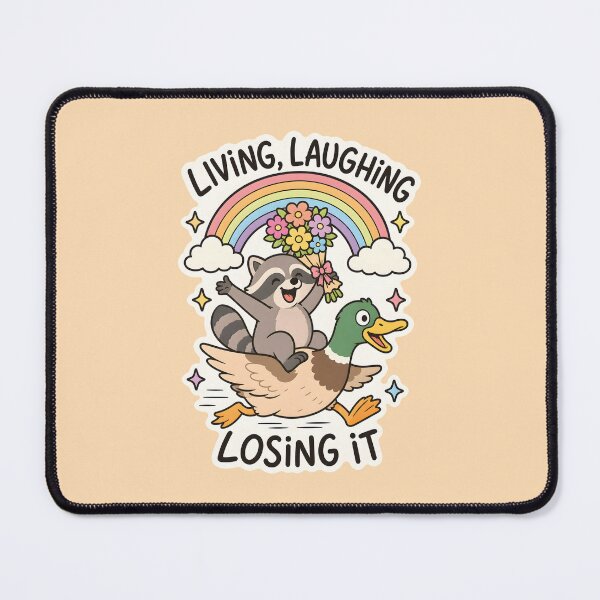Item preview, Living, Laughing, Losing It - Funny Raccoon Mental Health designed and sold by thecatcouch.