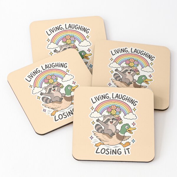 Item preview, Living, Laughing, Losing It - Funny Raccoon Mental Health designed and sold by thecatcouch.