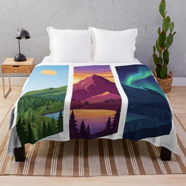 Item preview, Nature Triptych Landscape - Day Sunset Night Aurora designed and sold by M.Store.