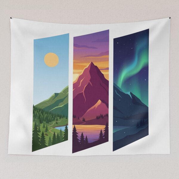 Item preview, Nature Triptych Landscape - Day Sunset Night Aurora designed and sold by M.Store.