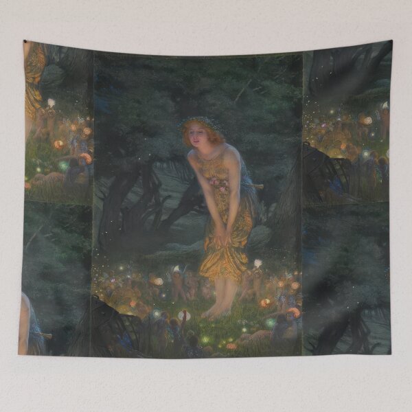 Item preview, Midsummer Eve by Edward Robert Hughes | Enchanted Fairy Garden Art Poster designed and sold by artofuniverse.