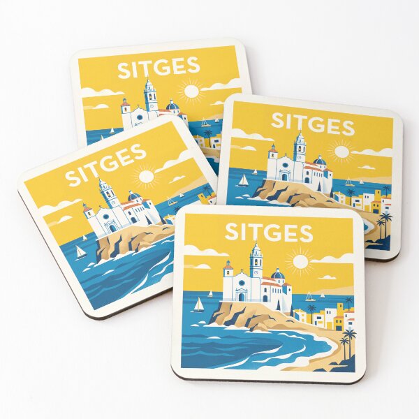 Item preview, Sitges Spain Travel Poster - Minimalist Mediterranean City Art designed and sold by ryanguas.