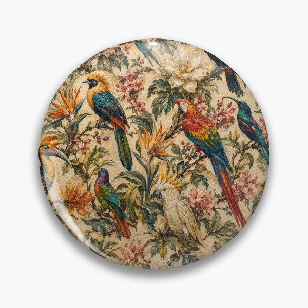 Item preview, Exotic Tropical Birds Seamless Pattern | Oil Painting Botanical Wallpaper | Luxury Aviary Textile Design designed and sold by AnimalAirtistry.