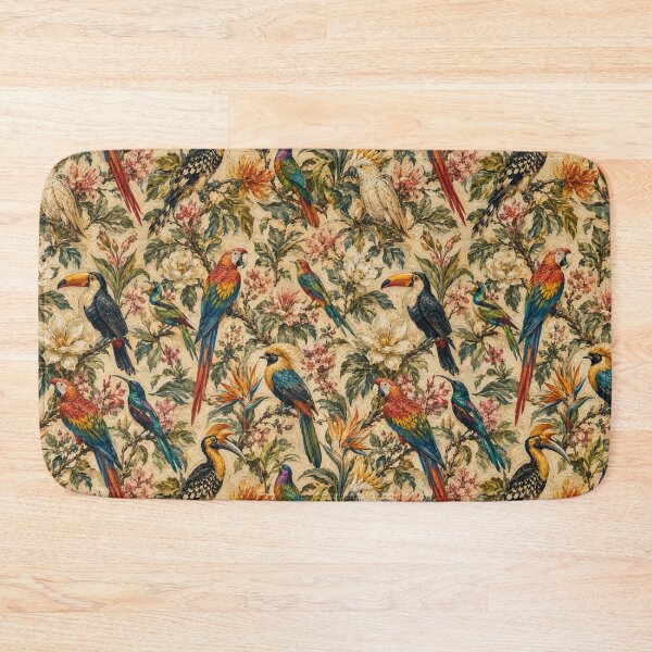 Item preview, Exotic Tropical Birds Seamless Pattern | Oil Painting Botanical Wallpaper | Luxury Aviary Textile Design designed and sold by AnimalAirtistry.