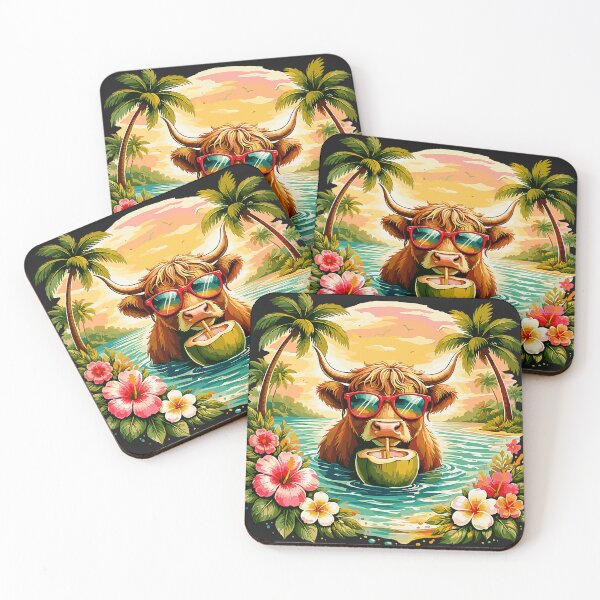 Item preview, Funny Highland Cow Tropical Beach Hawaii Summer Vacation designed and sold by Littermin.
