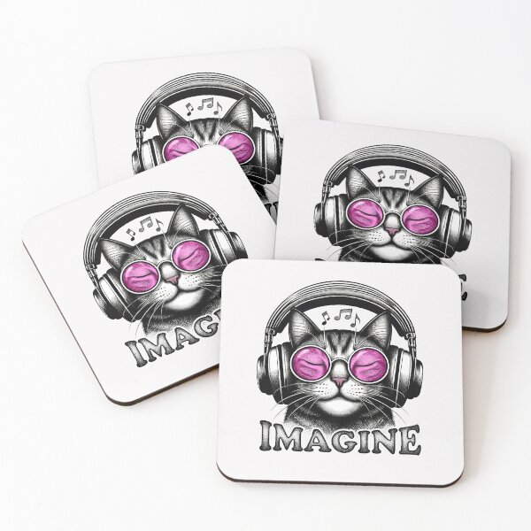 Item preview, Groovy Cat DJ Imagine Headphones Retro Music Vibes designed and sold by PixelQ.