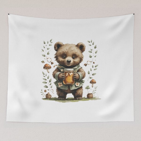 Item preview, Cute Woodland Bear With Honey Illustration designed and sold by AQUILAKREO.