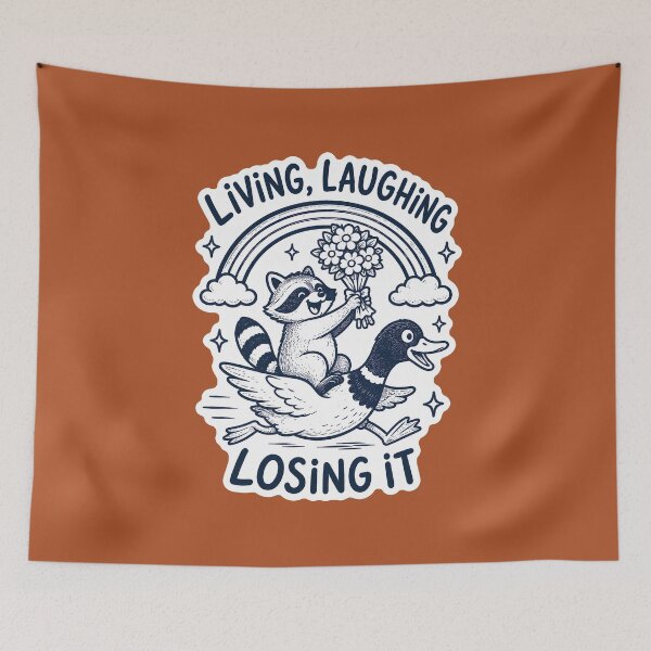 Item preview, Living, Laughing, Losing It - Sarcastic Raccoon Mental Health designed and sold by thecatcouch.